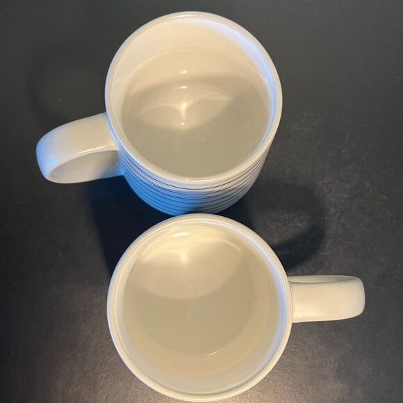 Set of 2 THYME & TABLE Stoneware Mugs ~ Gray with White & Metallic Gold Stripes - Picture 9 of 12